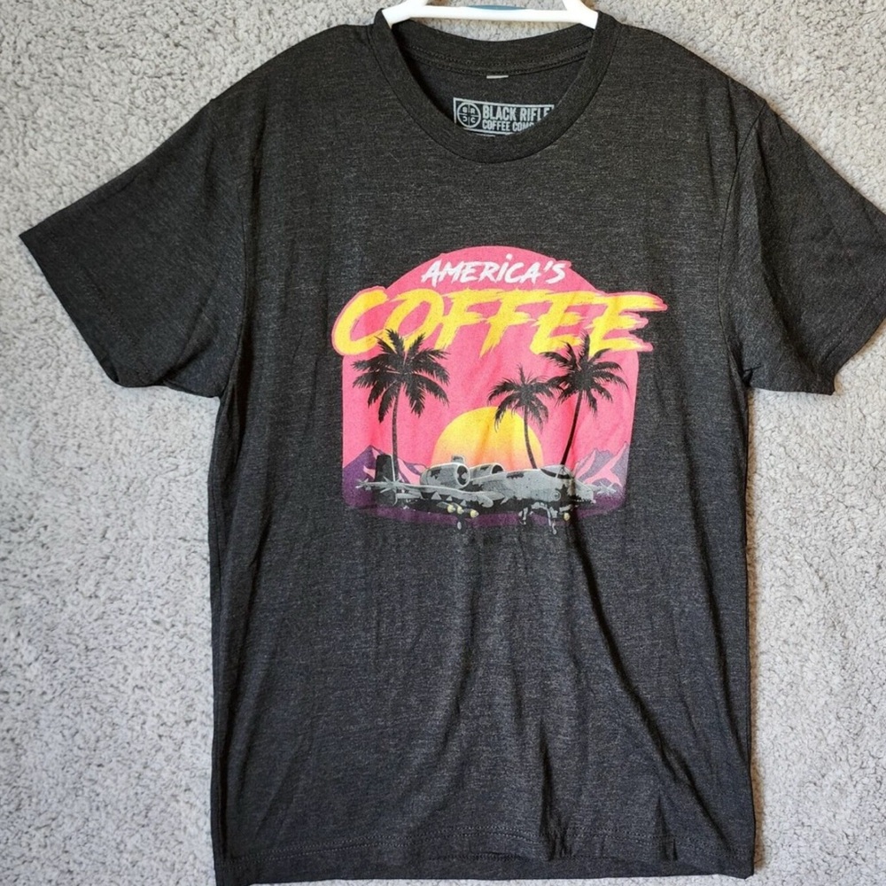 Black Rifle Coffee Company Graphic Men's T-Shirt - Black with Sunset Design- m M